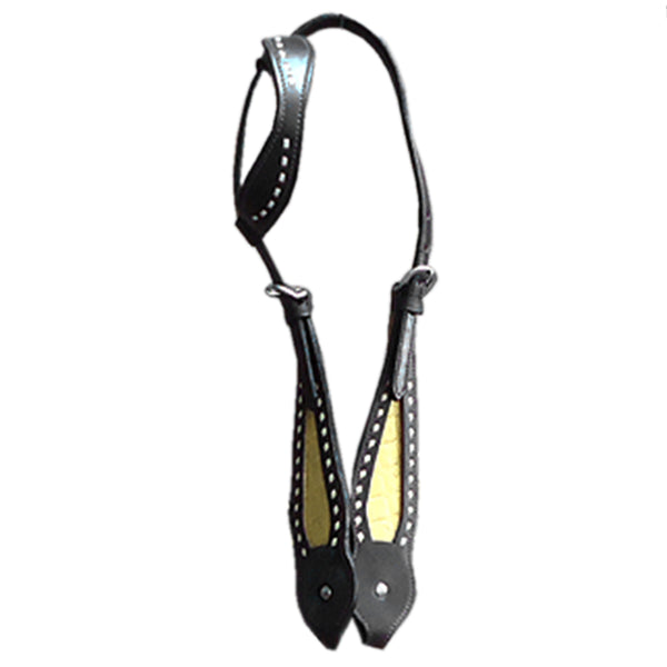 Black leather western breast collar with studded detail - Uhorse