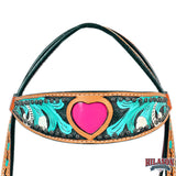 HILASON Western Horse Headstall Breast Collar Genuine American Leather Saddle Tan