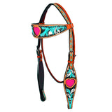 HILASON Western Horse Headstall Breast Collar Genuine American Leather Saddle Tan