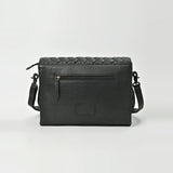 American Darling Black Leather Quilted Hand Tooled Fringe Crossbody Bag