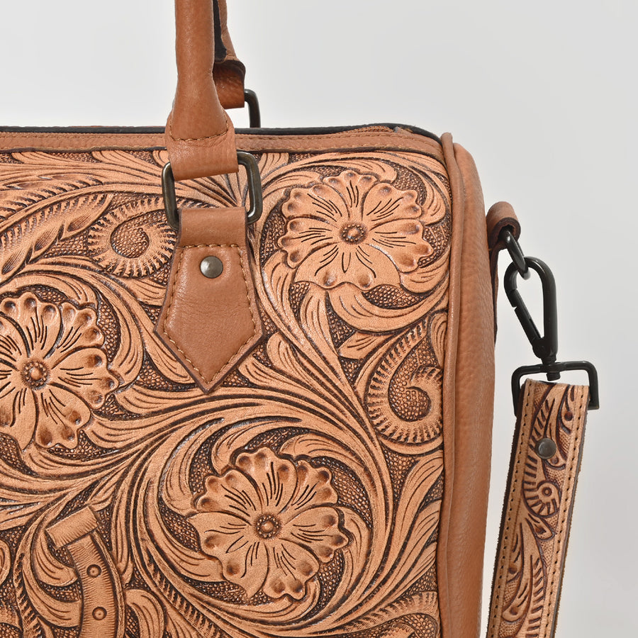 American Darling Hand-Tooled Leather Western Speedy  Bag with Floral