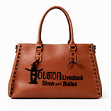 Magnolia Rodeo Genuine Leather Embroidered Tote Bag Black | Houston Livestock Show and Rodeo