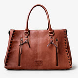 Magnolia Rodeo Genuine Leather Embroidered Tote Bag Black | Houston Livestock Show and Rodeo