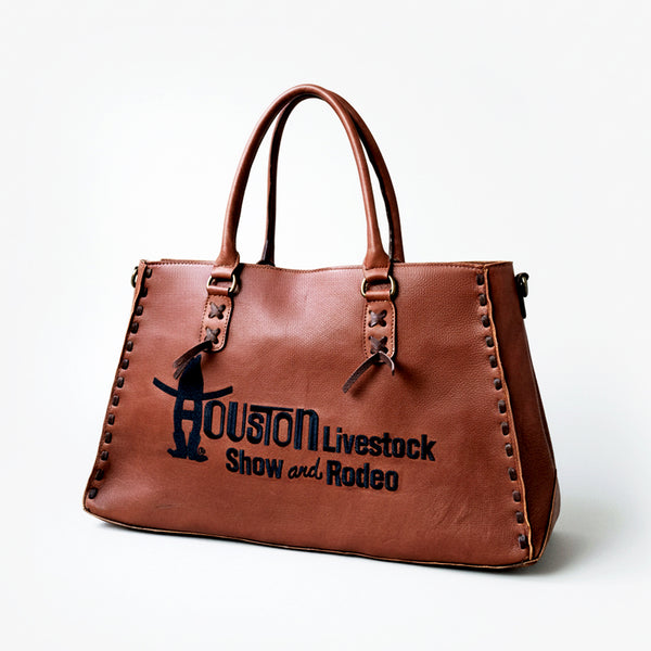 Magnolia Rodeo Genuine Leather Embroidered Tote Bag Black | Houston Livestock Show and Rodeo - Uhorse