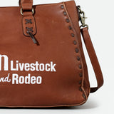 Magnolia Rodeo Genuine Full-Grain Leather Embroidered Tote Bag White | Houston Livestock Show and Rodeo