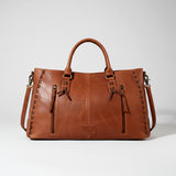 Magnolia Rodeo Genuine Full-Grain Leather Embroidered Tote Bag White | Houston Livestock Show and Rodeo