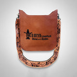 Showground Rodeo Genuine Leather Embroidered Crossbody Bag Hand-Tooled Floral Strap Purse | Houston Livestock Show and Rodeo