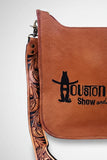 Showground Rodeo Genuine Leather Embroidered Crossbody Bag Hand-Tooled Floral Strap Purse | Houston Livestock Show and Rodeo