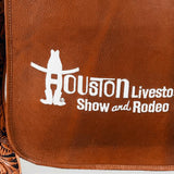 Showground Rodeo Genuine Leather White Embroidered Crossbody Bag Hand-Tooled Floral Strap | Houston Livestock Show and Rodeo