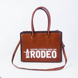Heritage Rodeo Genuine Leather White Embroidered Tote Bag | Houston Livestock Show and Rodeo