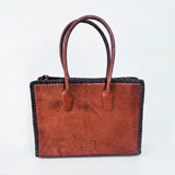 Heritage Rodeo Genuine Leather White Embroidered Tote Bag | Houston Livestock Show and Rodeo