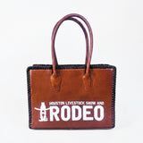 Heritage Rodeo Genuine Leather White Embroidered Tote Bag | Houston Livestock Show and Rodeo