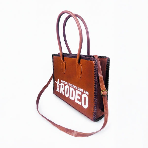 Heritage Rodeo Genuine Leather White Embroidered Tote Bag | Houston Livestock Show and Rodeo - Uhorse