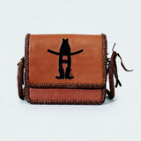 Frontier Rodeo Genuine Leather  Black Embroidered Crossbody Bag | Houston Livestock Show and Rodeo