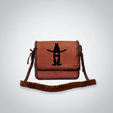 Frontier Rodeo Genuine Leather  Black Embroidered Crossbody Bag | Houston Livestock Show and Rodeo