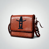 Frontier Rodeo Genuine Leather  Black Embroidered Crossbody Bag | Houston Livestock Show and Rodeo