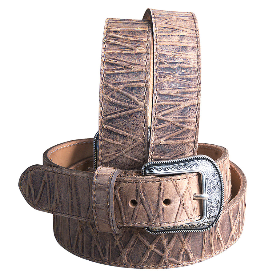 3D Western Men's Genuine Leather Embossed Tan/Brown Belt Western Style - Uhorse