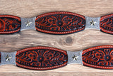 Cognac Brown Floral Embossed Full-Grain Leather Western Belt & Silver Buckle