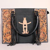 Laurel Sunset Rodeo Handtooled and Grain Leather Tote Bag | Houston Livestock Show & Rodeo