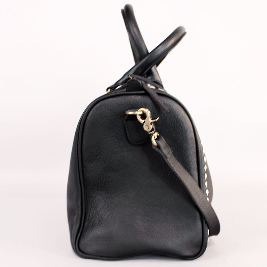 Laurel Midnight Rodeo Black Grain Leather Duffel Bag | Houston Livestock Show & Rodeo