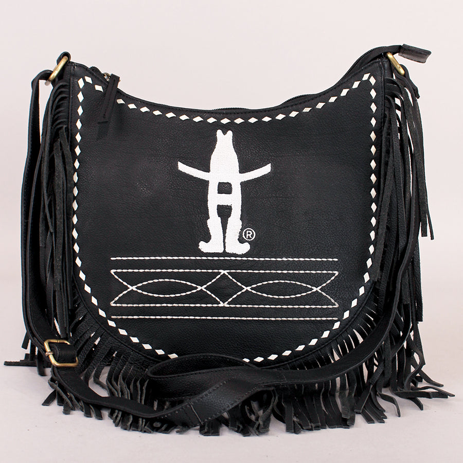 Laurel Midnight Rodeo Black Grain Leather Frindged Crossbody Bag | Houston Livestock Show & Rodeo