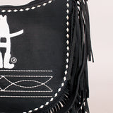 Laurel Midnight Rodeo Black Grain Leather Frindged Crossbody Bag | Houston Livestock Show & Rodeo