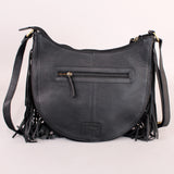 Laurel Midnight Rodeo Black Grain Leather Frindged Crossbody Bag | Houston Livestock Show & Rodeo