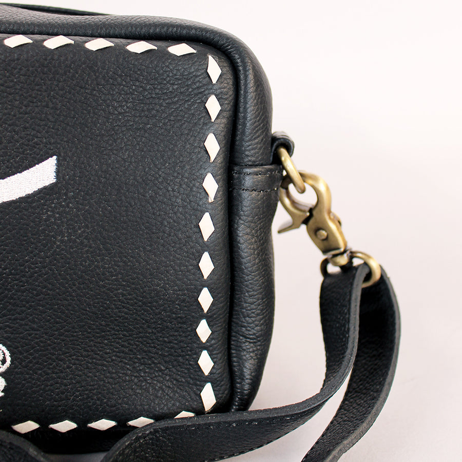 Laurel Midnight Rodeo Black Grain Leather Crossbody Bag | Houston Livestock Show & Rodeo