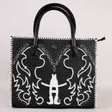 Laurel Midnight Rodeo Black Genuine Leather Tote Bag | Houston Livestock Show & Rodeo