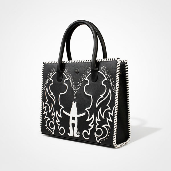Laurel Midnight Rodeo Black Genuine Leather Tote Bag | Houston Livestock Show and Rodeo - Uhorse