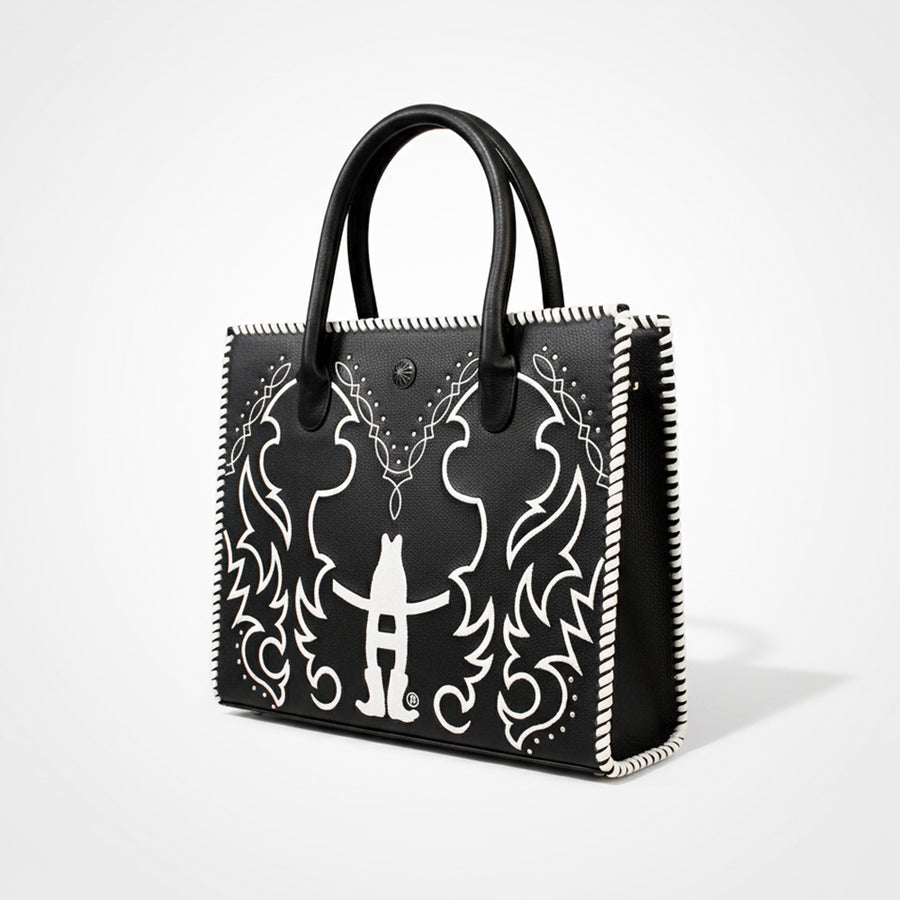 Laurel Midnight Rodeo Black Genuine Leather Tote Bag | Houston Livestock Show and Rodeo - Uhorse