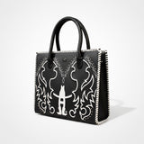 Laurel Midnight Rodeo Black Genuine Leather Tote Bag | Houston Livestock Show & Rodeo
