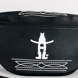 Laurel Midnight Rodeo Black Bootstitch Grain Leather Fanny Pack | Houston Livestock Show & Rodeo
