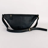 Laurel Midnight Rodeo Black Bootstitch Grain Leather Fanny Pack | Houston Livestock Show & Rodeo