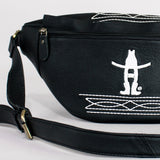 Laurel Midnight Rodeo Black Bootstitch Grain Leather Fanny Pack | Houston Livestock Show & Rodeo