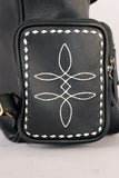 Laurel Midnight Rodeo Black Bootstitch Grain Leather Backpack | Houston Livestock Show & Rodeo