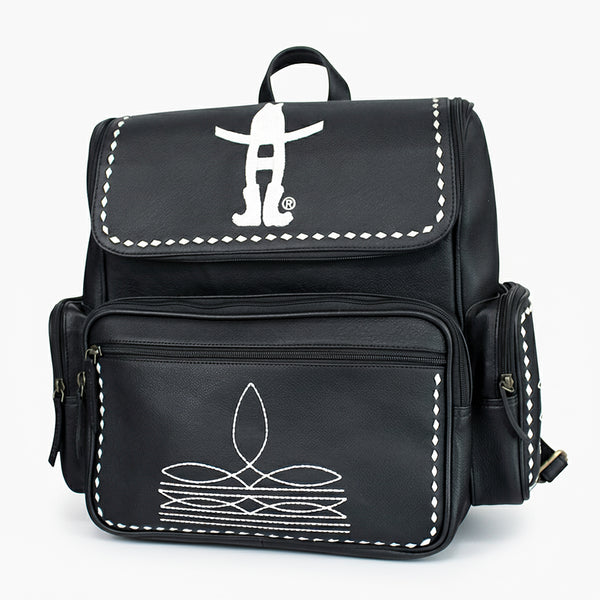 Laurel Midnight Rodeo Black Bootstitch Grain Leather Backpack | Houston Livestock Show and Rodeo - Uhorse
