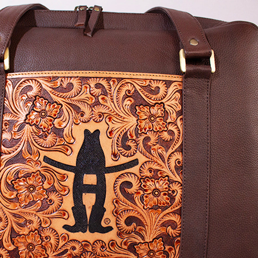 Legacy Rodeo Genuine Leather Hand Tooled Laptop Bag Briefcase | Houston Livestock Show and Rodeo