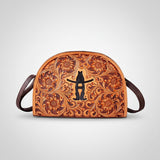 Legacy Rodeo Sunflower Hand-Tooled Genuine Leather Crossbody Bag Half-Moon Purse | Houston Livestock Show and Rodeo
