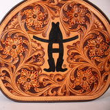 Legacy Rodeo Floral Hand-Tooled Genuine Leather Canteen Bag Round Shoulder Purse | Houston Livestock Show and Rodeo