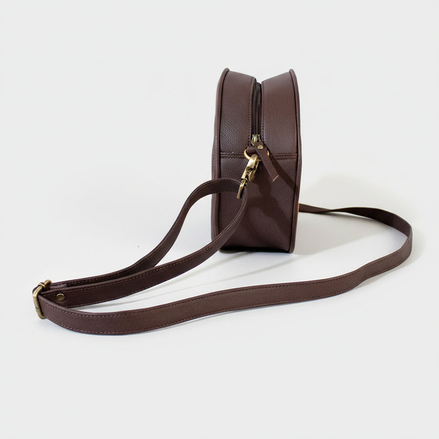 Legacy Rodeo Floral Hand-Tooled Genuine Leather Canteen Bag Round Shoulder Purse | Houston Livestock Show and Rodeo