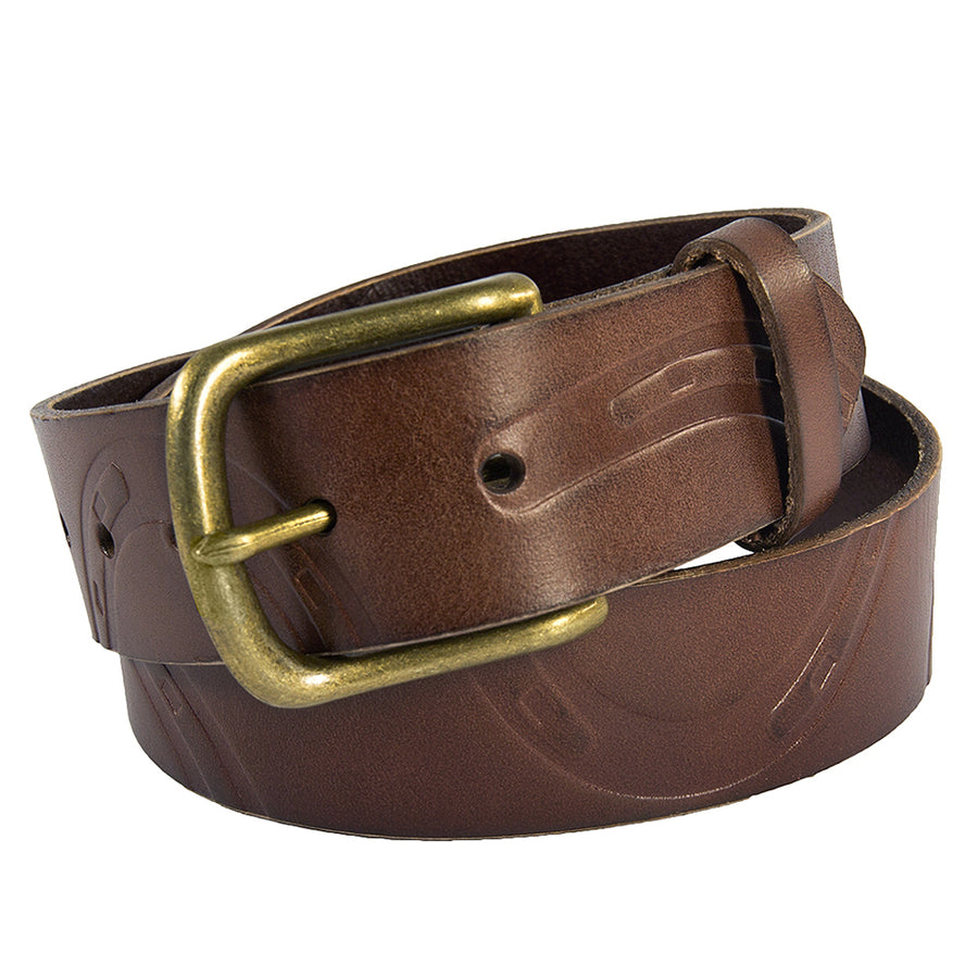 Noble Equestrian Ladies Pony Print Belt Genuine Leather Horseshoe Embossing - Uhorse