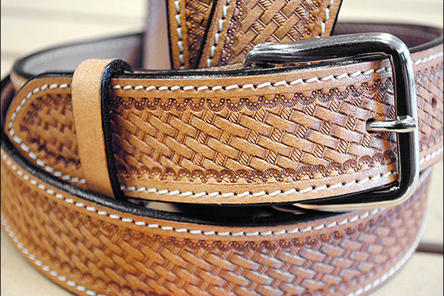Hilason Hand Tooled Heavy Duty Western Work Leather Mens Womens Belt Tan