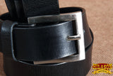 HILASON Western Genuine Leather Belt Mens Classic Black with Silver Buckle