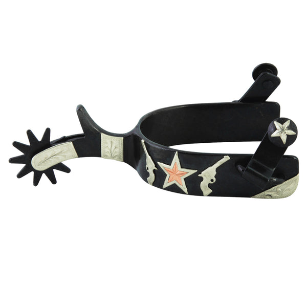 Black leather western spur with star inlay - Uhorse