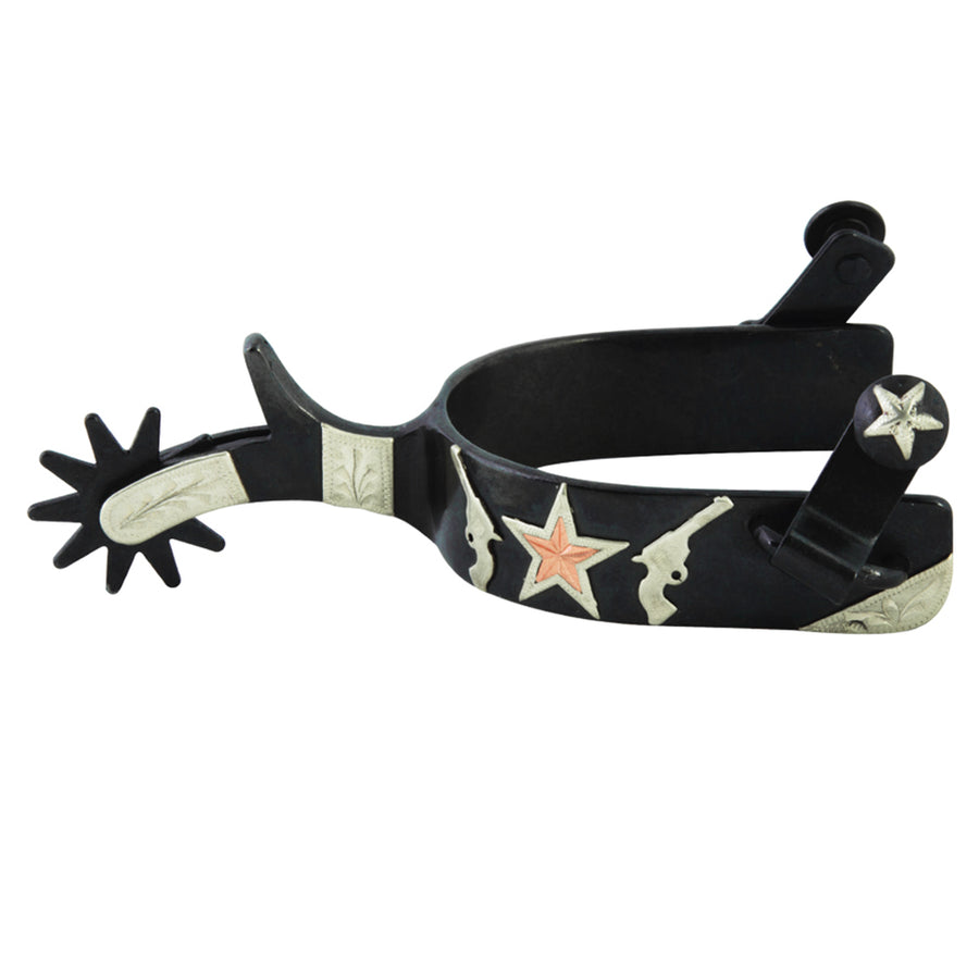 Black leather western spur with star inlay - Uhorse