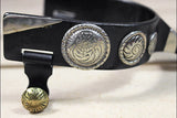 Hilason Black Steel Show Spurs Mens Size German Silver Conchos & Brass Rowel