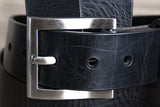 HILASON Western Genuine Leather Belt Mens Classic Black with Silver Buckle