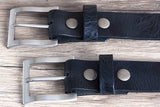 HILASON Western Genuine Leather Belt Mens Classic Black with Silver Buckle
