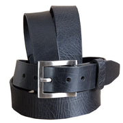 HILASON Western Genuine Leather Belt Mens Classic Black with Silver Buckle